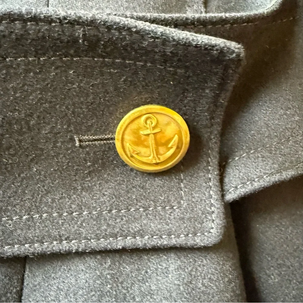 Coach 1941 Naval Officer Double Breasted Navy Wool Pea Coat with jeweled patches - Picture 7 of 10